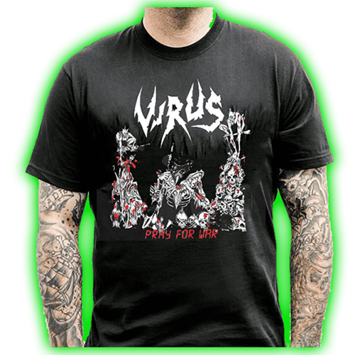 VIRUS UK Thrash Pray For War Logo T Shirt