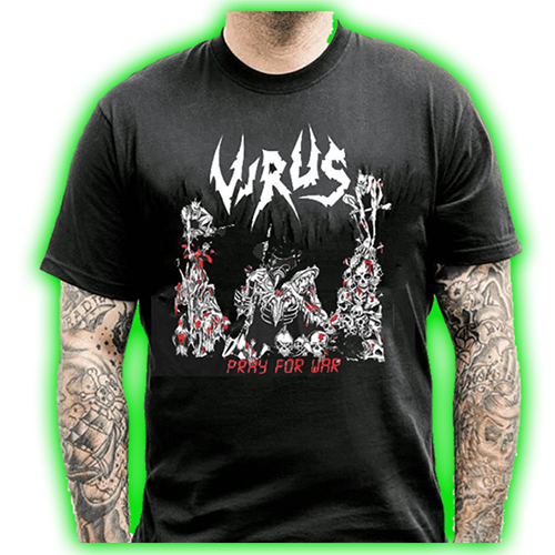 VIRUS UK Thrash Pray For War Logo T Shirt